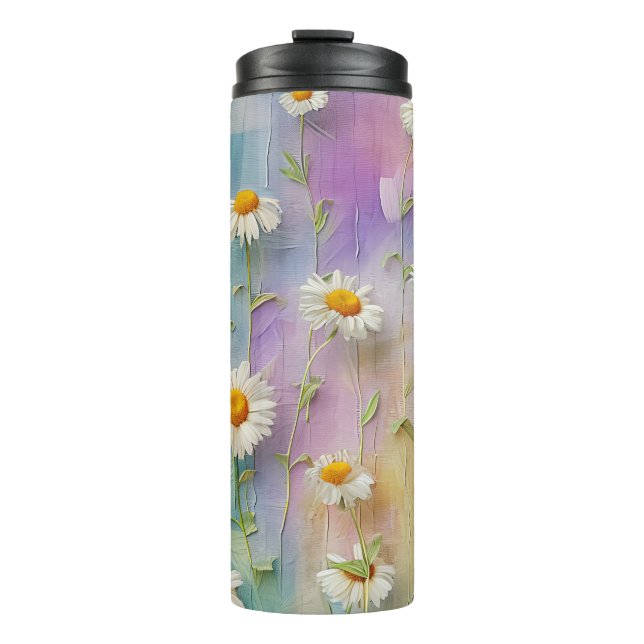 PASTEL EMBROIDERY SEHEN DAISY-BLUME THERMOSBECHER (Vorderseite)