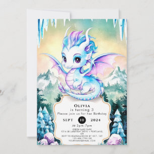Pastel Enchanted Dragon Birthday Einladung