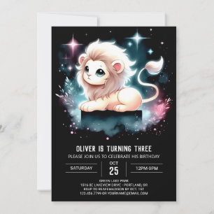 Pastel Enchanted Lion Birthday Einladung