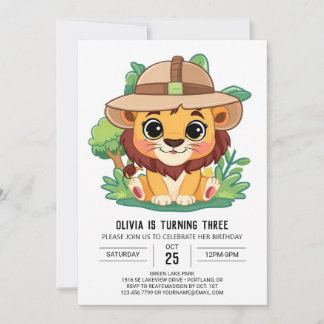 Pastel Enchanted Lion Digital Geburtstag Einladung