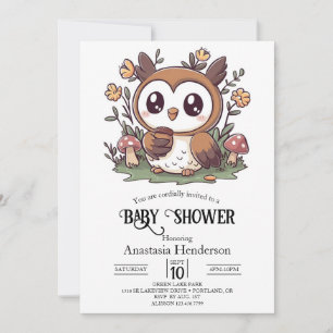 Pastel Enchanted Owl Baby Shower Einladung