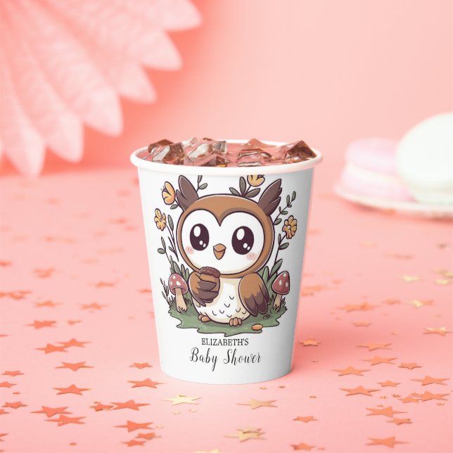 Pastel Enchanted Owl Baby Shower Pappbecher (Insitu)