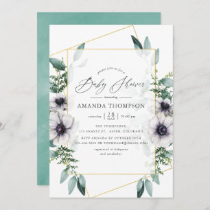 Pastel Eucalyptus Anemone Geometric Baby Dusche Einladung
