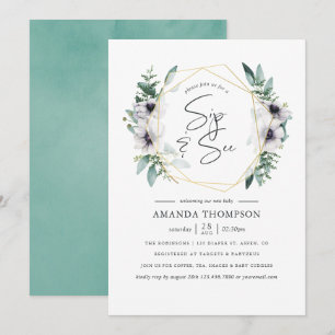 Pastel Eucalyptus Anemone Geometric Sip und Siehe Einladung