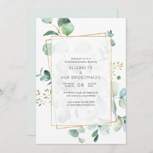 Pastel Eucalyptus Geometric Bridesmaids Luncheon Einladung