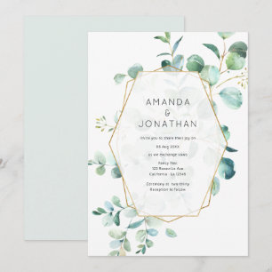 Pastel Eucalyptus Geometric Greenerity Wedding Einladung