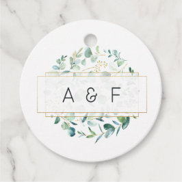 Pastel Eucalyptus Geometric Wedding Monogram Geschenkanhänger