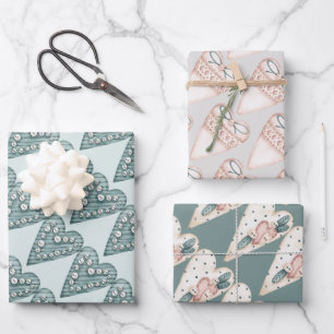 Pastel Extravagant Hearts Valentines Geschenkpapier Set