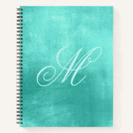 Pastel Extravagant Monogram Shiny Türkis Foil Notizbuch