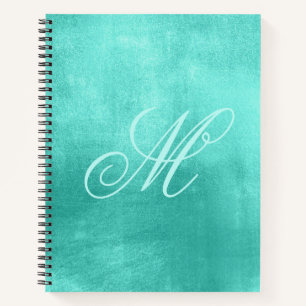 Pastel Extravagant Monogram Shiny Türkis Foil Notizbuch