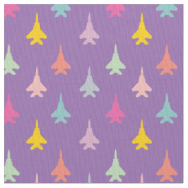 Pastel F-15 Eagle Fighter Jet Pattern auf Lila Stoff