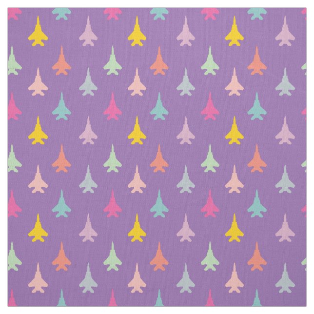 Pastel F-15 Eagle Fighter Jet Pattern auf Lila Stoff (Muster)