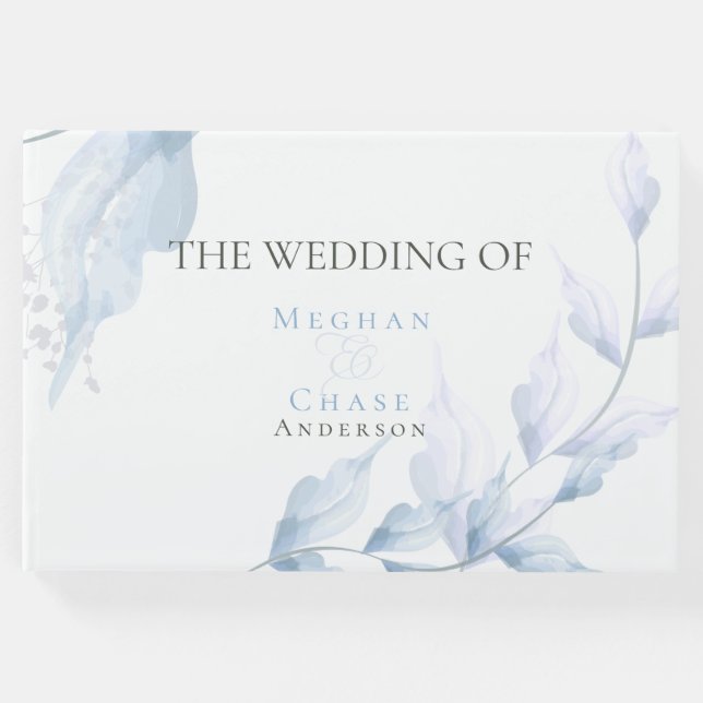 Pastel Faded Lilac und Dusty Blue Foliage Gästebuch (Vorderseite)