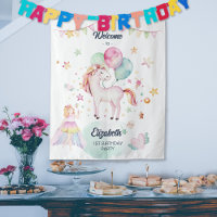 Pastel Fairy Balloon Unicorn Girl Birthday Willkom