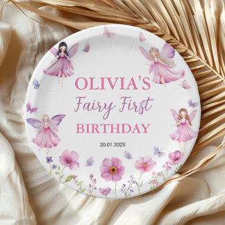 Pastel Fairy Floral Magical Garden Birthday Pappteller