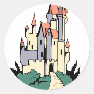 Pastel Fairytale Burg Runder Aufkleber