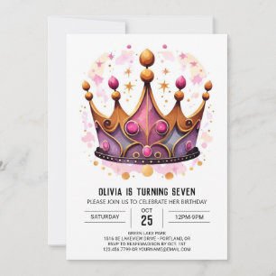 Pastel Fairytale Princess Crown Geburtstag Einladung