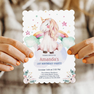 Pastel Fairytale Unicorn Girl Einladung
