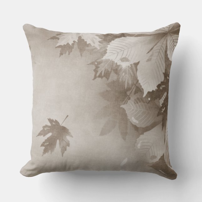 PASTEL FALL BROWN BLÄTTER KISSEN (Vorderseite)