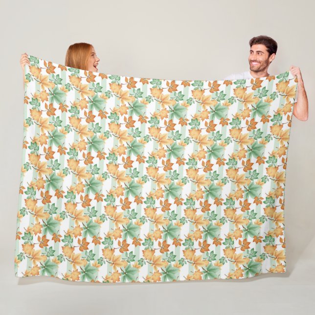 PASTEL FALL COLORED AUTUMN LEAVES FLEECEDECKE (Beispiel)