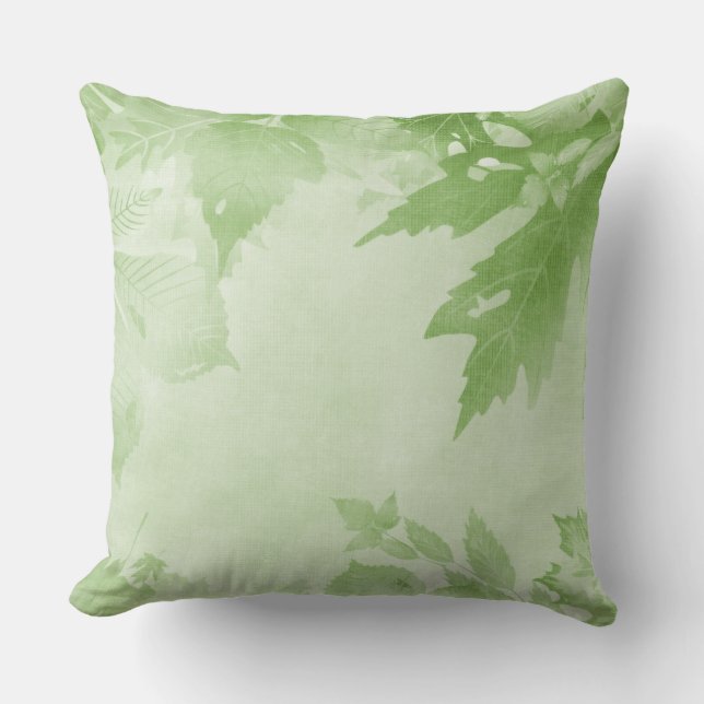 PASTEL FALL GREEN BLÄTTER KISSEN (Vorderseite)
