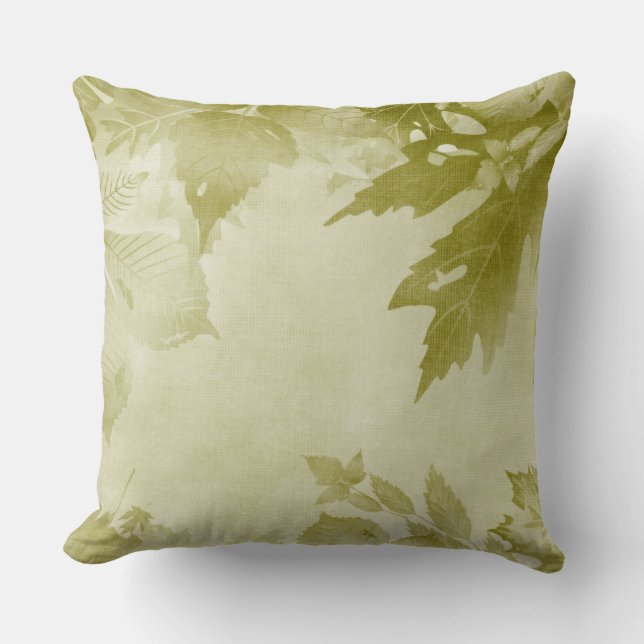 PASTEL FALL GREEN BLÄTTER KISSEN (Vorderseite)