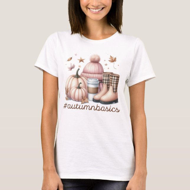 PASTEL FALL PINK UND BROWN AUTUMN THEMEN ITEMS T-Shirt (Vorderseite)