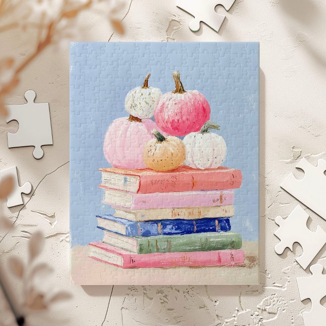 Pastel Fall Pumpkins on Books Wall Art Puzzle (Von Creator hochgeladen)