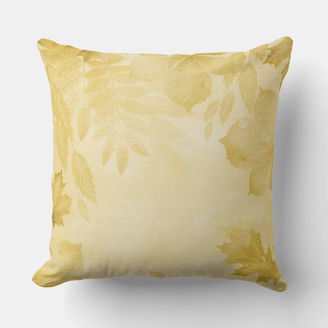 PASTEL FALL YELLOW BLÄTTER KISSEN (Vorderseite)