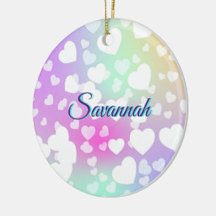 Pastel Fallende Herzen Personalisiert Keramik Ornament