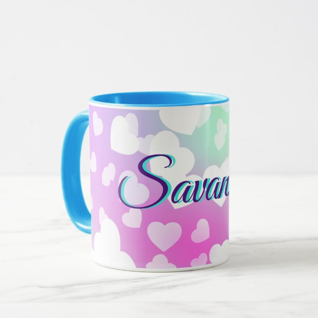 Pastel Fallende Herzen Personalisiert Tasse (Vorderseite Links)