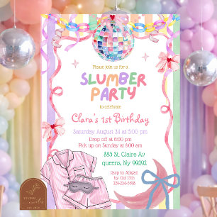 Pastel-Fancy-Pyjama-Party Geburtstag Einladung