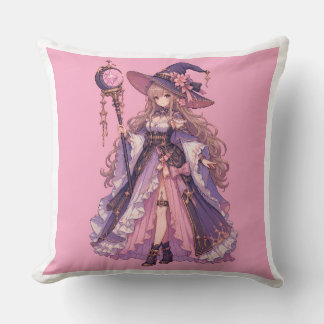 Pastel-Fantasie-Pixel-Hexenmädchen Kissen