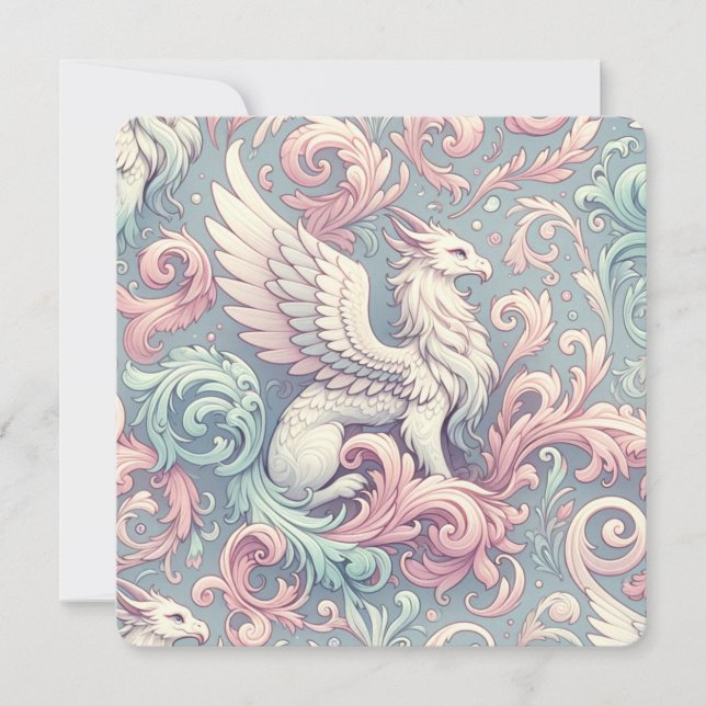 Pastel Fantasy Griffin Einladung (Vorderseite)