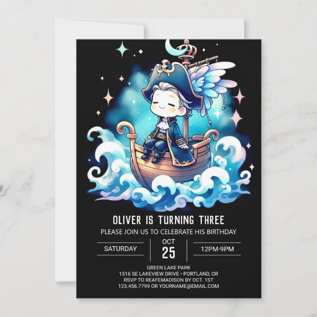 Pastel Fantasy Pirate Geburtstag Einladung (Vorderseite)