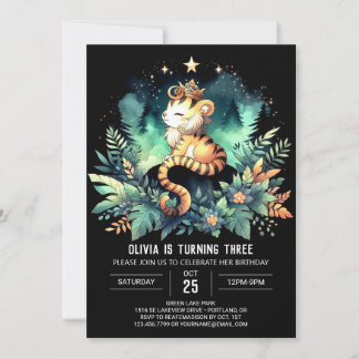Pastel Fantasy Tiger Geburtstag Einladung