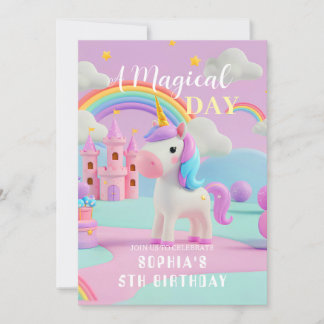 Pastel Fantasy Unicorn Geburtstag Einladung