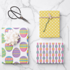 PASTEL FARBBIGE EISER UND GELBE POLKA-HUNDEN IM OS GESCHENKPAPIER SET
