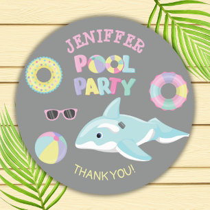PASTEL FARBEN ORCA INFLATABLE POOL PARTY RUNDER AUFKLEBER