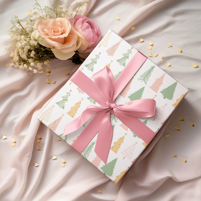 Pastel farbenfrohe Weihnachtsbaumen Umschlagpapier Geschenkpapier (Von Creator hochgeladen)