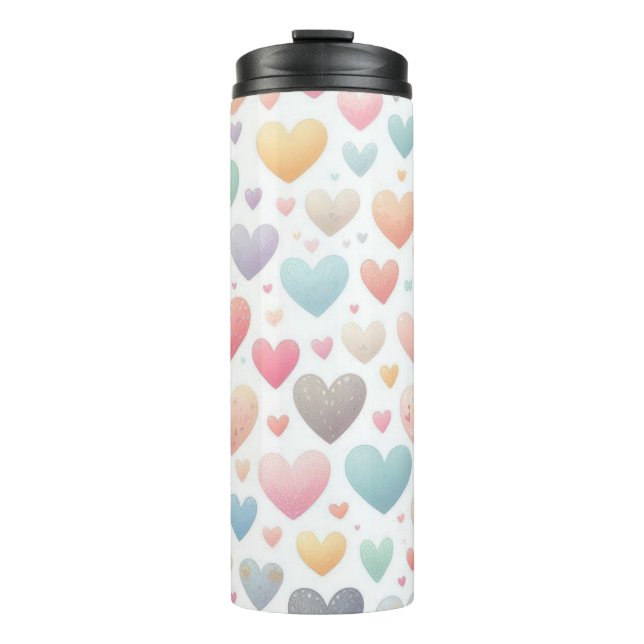 PASTEL FARBFARBENE LIEBE VALENTINE HERZEN THERMOSBECHER (Vorderseite)