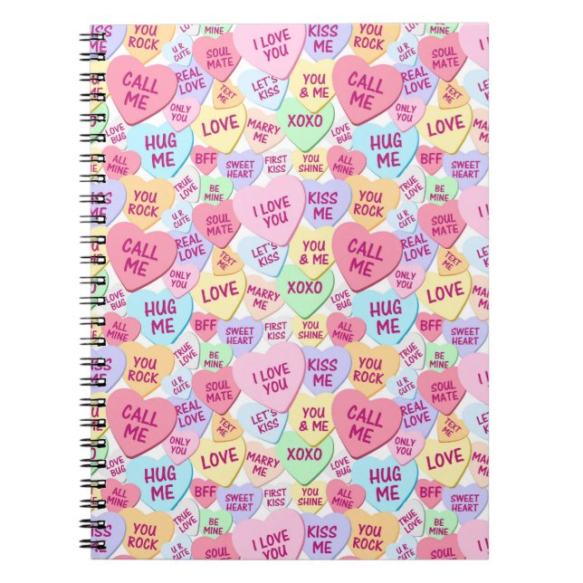 PASTEL-FARBIGE VALENTINKONVERSATION HERZEN NOTIZBLOCK (Vorderseite)