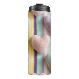 PASTEL-FARBSTREIFEN UND VALENTINE-HERZEN THERMOSBECHER