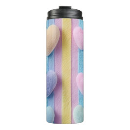 PASTEL-FARBSTREIFEN UND VALENTINE-HERZEN THERMOSBECHER