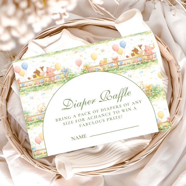 Pastel Farm Animals Garden Diapper Raffle Begleitkarte (Von Creator hochgeladen)