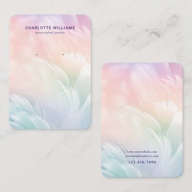 Pastel Feather Custom Juwelier Display Card Visitenkarte (Vorne/Hinten)