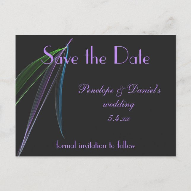 Pastel Feathers Abstrakt Custom SAVE THE DATE Ankündigungspostkarte (Vorderseite)
