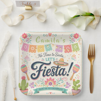 Pastel Fiesta Birthday Paper Plates for Girls  Pappteller