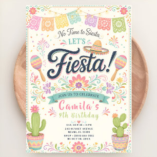 Pastel-Fiesta-Geburtstag Einladung