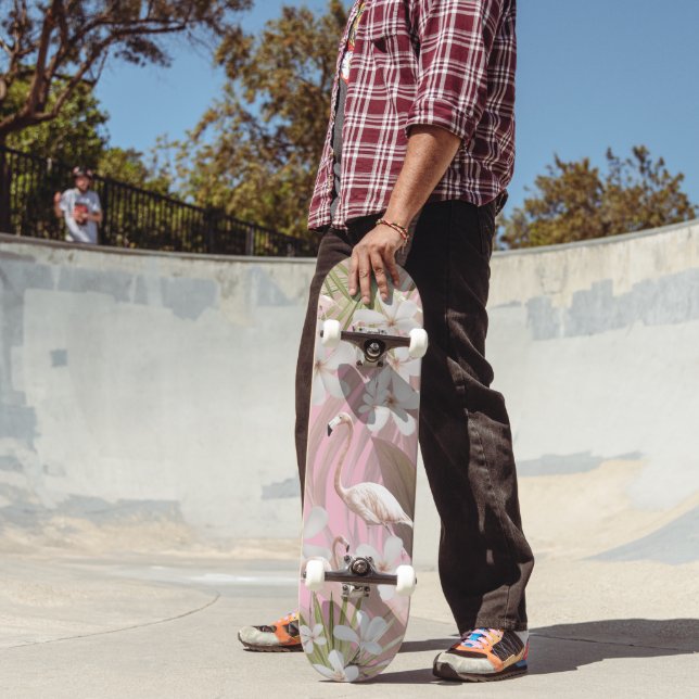 Pastel Flamingo Jungle Liebe #2 #tropical #wall Skateboard (Außenbereich 2)